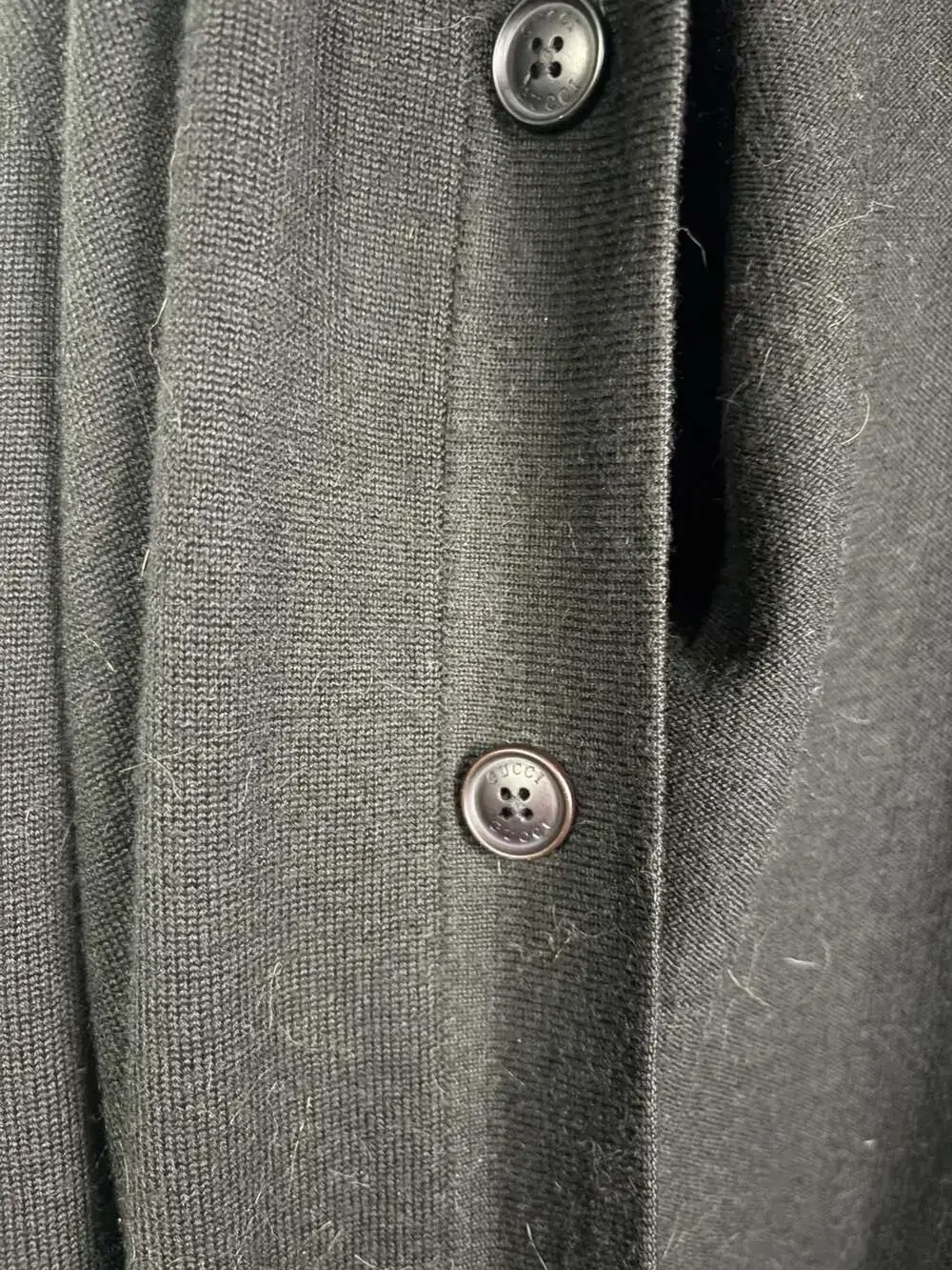 Gucci Men's Black Wool Button-Front Cardigan with Signature Web Trim